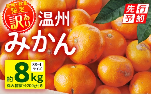 《2025年発送先行予約》【期間・数量限定】《訳あり》温州みかん8kg(傷み補償分200g付き)_M249-003-03