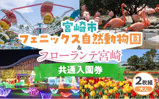宮崎市フェニックス自然動物園＆フローランテ宮崎共通入園券（大人2枚組）_M353-001-01
