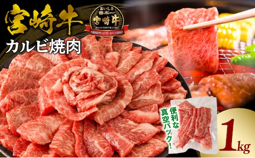 宮崎牛カルビ(バラ)焼肉 合計1kg_M365-001