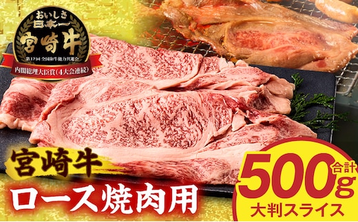 宮崎牛ロース大判スライス焼肉用500g_M389-004
