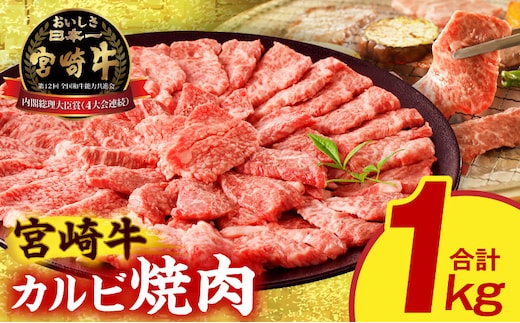 宮崎牛 カルビ焼肉1kg_M389-009-02