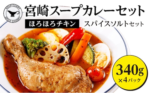 宮崎スープカレーセット(スープカレーほろほろチキン真空冷凍パック、スパイスソルト)_M310-001