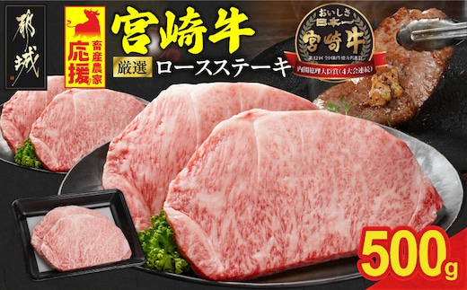 畜産農家応援! 宮崎牛ロースステーキ2枚 計500g_17-N2-011-500g