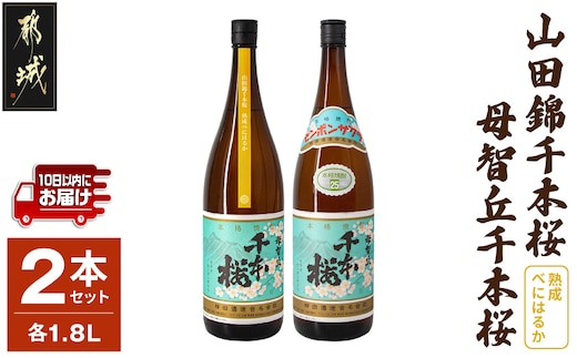【柳田酒造】山田錦千本桜・母智丘 千本桜(25度)1.8L×2本 ≪みやこんじょ特急便≫_AC-0751