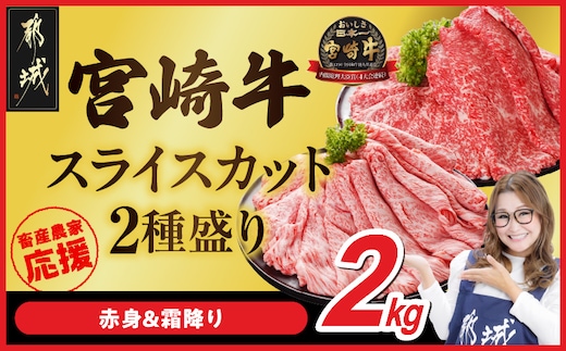 畜産農家応援! 宮崎牛スライス2種セット500g×4パック_AF-N2-001-2000