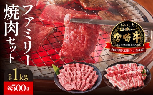 宮崎牛・宮崎ブランドポーク焼肉各500g N023-YZC019