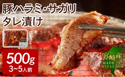 【宮崎産】豚ハラミ・サガリタレ漬け500g(3～5人前) N061-YA0455