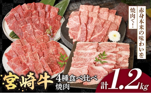 宮崎牛4種食べ比べ焼肉1.2kg N0147-YC233