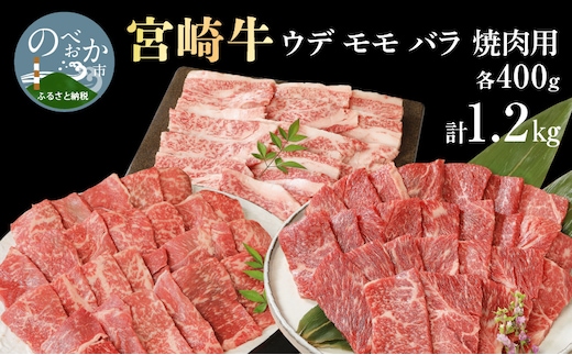 宮崎牛ウデモモバラ焼肉用各400g計1.2kg N0147-YC234