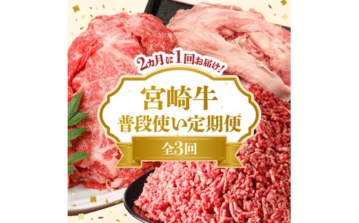 【定期便3回】宮崎牛 普段使い定期便 N0140-YD0245