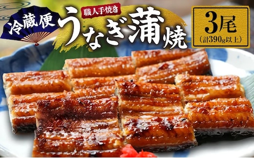 職人 手焼き うなぎ蒲焼 3尾 計390g以上 鰻 魚介類 伝統の味 秘伝のタレ 厳選 国産 ウナギ おかず 食品 加工品 真空パック 冷蔵 人気 おすすめ うな重 うな丼 惣菜 お土産 ひつまぶし うなぎ寿司 お祝い 贈り物 ギフト 贈答 プレゼント 宮崎県 日南市 送料無料_EC6-23