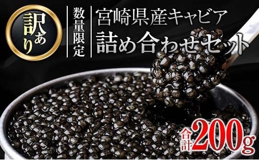 訳あり 数量限定 5つ星ホテル採用 宮崎県産 キャビア 詰め合わせ セット 合計200g 魚卵 魚介 魚貝 国産 熟成 新鮮 高級 希少 食品 三大珍味 黒いダイヤ おすすめ 水産物 おつまみ ご褒美 お祝い 記念日 パーティー 日南市 送料無料_XF1-25