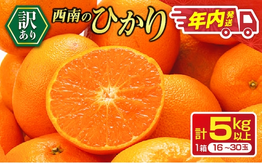 年内お届け 先行予約 訳あり 西南のひかり 5kg 希少 2026 12月発送 不揃い フルーツ くだもの 果物みかん 柑橘 蜜柑 オレンジ 国産 食品 デザート おやつ みかんジュース おすそ分け 家庭用 おすすめ 常温 選べる 宮崎県 日南市 送料無料_BC168-26