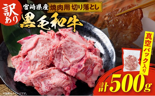 数量限定 訳あり 宮崎県産 黒毛和牛 焼肉用 切り落とし 計500g 肉 牛肉 和牛 ワケアリ 不揃い 国産 冷凍 BBQ バーベキュー キャンプ おすすめ おかず おつまみ お弁当 炒め物 ビーフシチュー カレー お祝い 記念日 宮崎県 日南市 送料無料_BB164-25