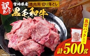 数量限定 訳あり 宮崎県産 黒毛和牛 焼肉用 切り落とし 計500g 肉 牛肉 和牛 ワケアリ 不揃い 国産 冷凍 BBQ バーベキュー キャンプ おすすめ おかず おつまみ お弁当 炒め物 ビーフシチュー カレー お祝い 記念日 宮崎県 日南市 送料無料_BB164-25