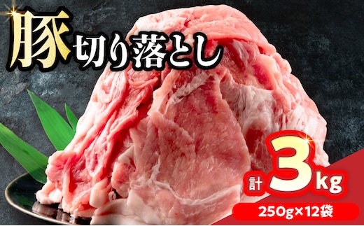 小分けで便利 豚 切り落とし 計3kg お肉 豚肉 ポーク 国産 小分け 真空パック 個包装 万能食材 おすすめ おかず 食品 炒め物 お弁当 豚丼 豚しゃぶ しゃぶしゃぶ 焼肉 お祝い 記念日 ギフト 贈り物 贈答 プレゼント おすそ分け 宮崎県 日南市 送料無料_BD95-24