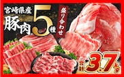 【令和8年9月配送】豚肉 5種 盛り合わせ セット 合計3.7kg 豚 肉 小分け 焼肉 しゃぶしゃぶ 豚バラ ロース 赤身 こま切れ スライス 宮崎県産 国産 食品 豚丼 豚しゃぶ おかず 小間切れ 真空パック 食べ比べ おすすめ 料理に大活躍 ミヤチク 選べる 宮崎県 日南市 送料無料_CB119-26-09