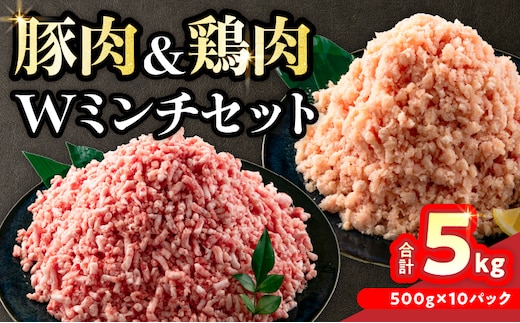 豚肉 鶏肉 ミンチ セット 合計5kg 国産 おかず 食品 ひき肉 挽肉 万能食材 鍋 つくね ハンバーグ ミート スパゲッティ パスタ カレー お祝 記念日 おすすめ お弁当 おつまみ 小分け おすそ分け お取り寄せ グルメ 宮崎県 日南市 送料無料_CB94-24