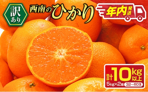 年内お届け 先行予約 訳あり 西南のひかり 10kg 希少 2026 12月発送 不揃い フルーツ くだもの 果物みかん 柑橘 蜜柑 オレンジ 国産 食品 デザート おやつ みかんジュース おすそ分け 家庭用 おすすめ 常温 選べる 宮崎県 日南市 送料無料_DA87-26