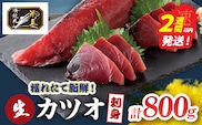 獲れたて 新鮮 生カツオ刺身 計800g 魚 魚介類 海鮮 食品 国産 鰹 かつお さしみ 刺し身 赤身 急速冷凍 小分け 真空パック 個包装 ギフト 贈り物 贈答 プレゼント おすそ分け 自宅用 家庭用 おすすめ おかず おつまみ 海の幸 宮崎県 日南市 送料無料_DB52-26