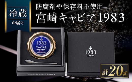 宮崎キャビア1983 20g 魚卵 魚介 魚貝 国産 世界三大珍味 黒いダイヤ 希少 お祝い 記念日 加工品 食品 おすすめ ギフト プレゼント 贈り物 贈答 パーティー おつまみ お取り寄せ 冷蔵 選べる 宮崎県 日南市 送料無料_GE18-26