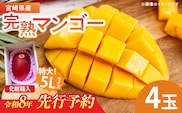 特大5Lサイズ 宮崎県産 完熟マンゴー 4玉 化粧箱入り 令和8年発送分 期間限定 数量限定 フルーツ 果物 くだもの 国産 食品 デザート おすすめ ご褒美 贅沢 産地直送 特大 希少 お祝 お土産 プレゼント ギフト 贈り物 宮崎県 日南市 送料無料_GF1-24