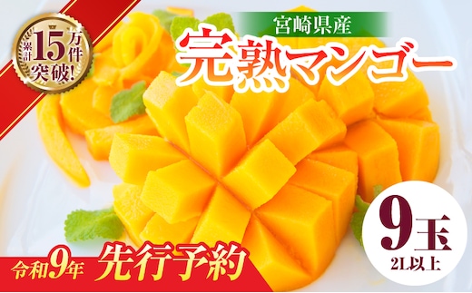 先行予約 宮崎県産 完熟 マンゴー 2L以上 9玉 令和9年発送 2027年 フルーツ 果物 くだもの 宮崎マンゴー 希少 濃厚 ご褒美 お祝い 国産 食品 おやつ デザート 産地直送 おすすめ 贈り物 贈答 ギフト プレゼント 選べる 日南市 送料無料_II1-26