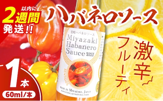 爽やか激辛食感 フルーティなハバネロソース 数量限定 宮崎 ハバネロ ソース 計1本 激辛ソース 調味料 おすすめ 加工品 オリジナル ブレンド 肉料理 パスタ ピザ ギフト プレゼント 贈り物 お取り寄せ 宮崎県 日南市 送料無料_ZW1-24