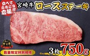 【内閣総理大臣賞 4大会連続受賞】A4等級以上 宮崎牛 ロースステーキ 750g（牛肉 黒毛和牛 畜産農家応援 ロース ステーキ 赤身 数量限定）