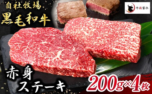 【自社牧場和牛】小林市産 黒毛和牛 赤身ステーキ 200g×4枚（牛肉 国産牛 黒毛和牛 和牛 赤身 ステーキ）