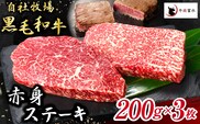 【自社牧場和牛】小林市産 黒毛和牛 赤身ステーキ 200g×3枚（牛肉 国産牛 黒毛和牛 和牛 赤身 ステーキ）