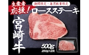 【生産者応援！】宮崎牛ロースステーキ500g（250g×2枚 宮崎牛 和牛  国産 牛肉  霜降り ステーキ ロース 冷凍 送料無料）