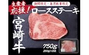 【生産者応援！】宮崎牛ロースステーキ750g（250g×3枚 宮崎牛 和牛  国産 牛肉  霜降り ステーキ ロース 冷凍 送料無料）