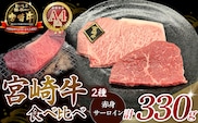 【A4等級以上】宮崎牛ステーキ2種（赤身・サーロイン）食べ比べセット  黒毛和牛 牛肉 赤身 霜降り 内閣総理大臣賞4大会連続受賞