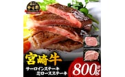 【A5等級宮崎牛】サーロインステーキ・芯ロースステーキセット800g（小林市産 牛肉 和牛 特選 贅沢 厳選和牛 ブランド牛 ギフト 贈答）
