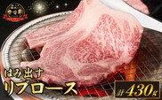 【西ノ原牧場直送】A4等級以上 小林市産宮崎牛はみ出すリブロース 430g（牛肉 宮崎牛 黒毛和牛 ブランド牛 お肉 すき焼き 焼肉 ロース 内閣総理大臣賞）