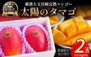 【数量限定・先行受付】厳選大玉宮崎完熟マンゴー「太陽のタマゴ」 2玉　計1kg程度（フルーツ  2026 マンゴー 先行予約 太陽のタマゴ 宮崎 小林市 果物 人気）