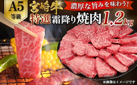 【A5等級】宮崎牛特選霜降り焼肉 1.2kg（400g×3P） 宮崎牛 ブランド牛 和牛 牛肉 焼肉 特選和牛 霜降り A5 宮崎県 小林市