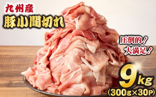 【大容量!!】九州産豚小間切れ 9kg 300g×30P（国産 豚 豚肉 小間切れ 豚小間 豚こま 切り落とし 真空 小分け 冷凍 宮崎県 小林市 ）