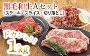 黒毛和牛Aセット（ステーキ・スライス・切り落とし）3種で1kg TF0561-P00020