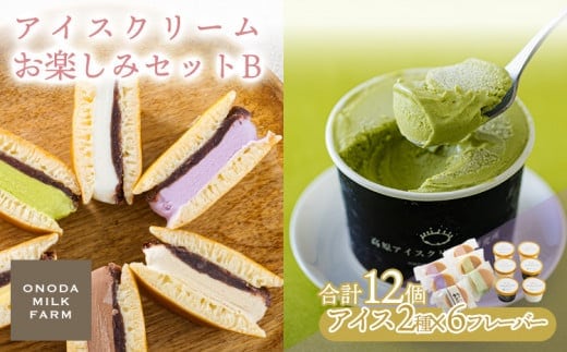 アイスクリームお楽しみBセット カップアイスやアイスサンド2種12個 詰め合わせ [ジェラート スイーツ サンドアイス ONODA MILK FARM] TF0725-P00023