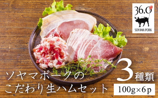 ソヤマポークのこだわり生ハムセット３種類(100g×6p)TF827-P00078