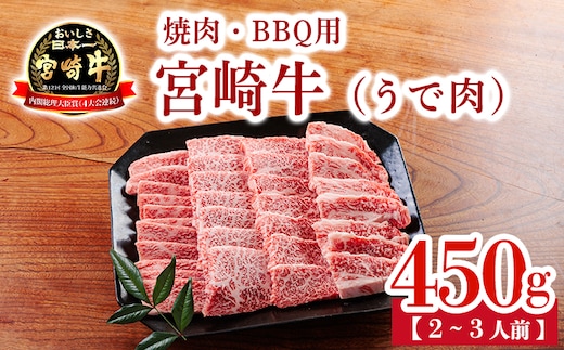 宮崎牛 焼肉・BBQ用うで肉450g TF0904-P00020