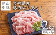 曽山養豚の宮崎県産豚の切り落とし2kg(500g×4p)TF826-P00078