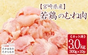 宮崎県産若鶏むね切身3.0kgセット(300g×10p) 小分けパック 冷凍 TF833-P00063