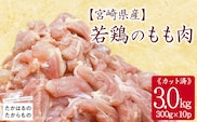 宮崎県産若鶏もも切身3.0kgセット(300g×10p) 小分けパック 冷凍 TF835-P00063