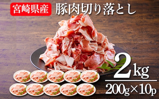 宮崎県産豚肉の切り落とし(2kg) 国産の豚肉を小分けでお届け [お肉 真空パック 一人暮らし 1人暮らし 独り暮らし 日本産] TF0553-P00020