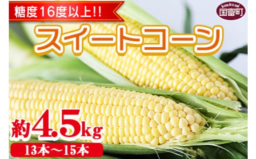 数量限定【2026年発送】＜宮崎県産 スイートコーン 約4.5kg＞2026年5月下旬～6月中旬迄に順次出荷【 先行予約 穀物 野菜 甘い 季節限定 とうもろこし おやつ ご飯 スープ サラダ BBQ 屋台 】【a0038_ja】