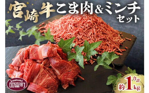 ＜宮崎牛こま肉200g×2(合計400g)＆宮崎牛ミンチ(約600g)セット 合計約1kg＞2か月以内に順次出荷【a0506_sh】
