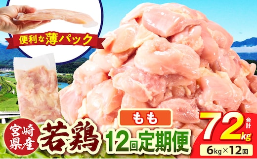 宮崎県産 若鶏切身もも肉 6kg（300g×20袋）【12か月定期便】